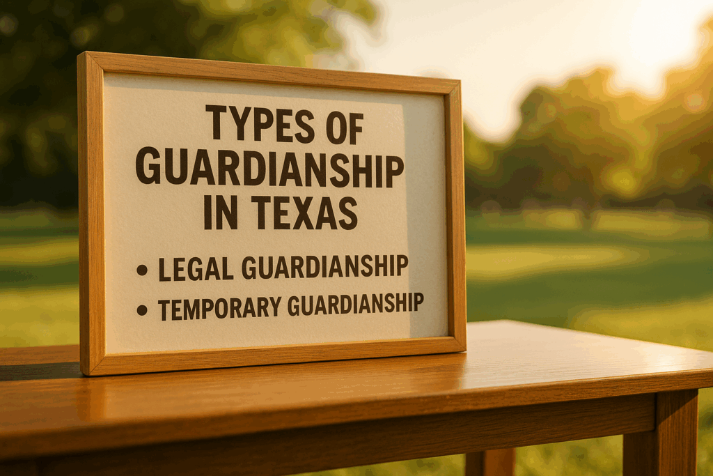 Different types of guardianship in Texas, including legal guardianship and temporary guardianship. Obtaining Guardianship of an Adult Child in Texas