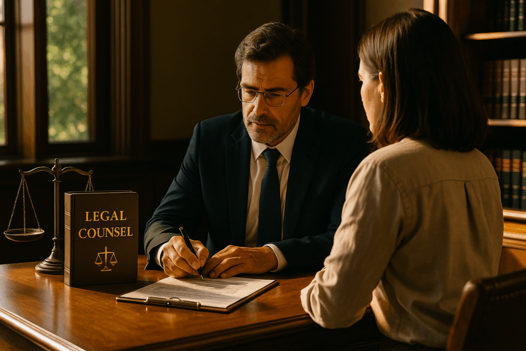 A depiction of the role of legal counsel in guardianship matters, emphasizing legal compliance.